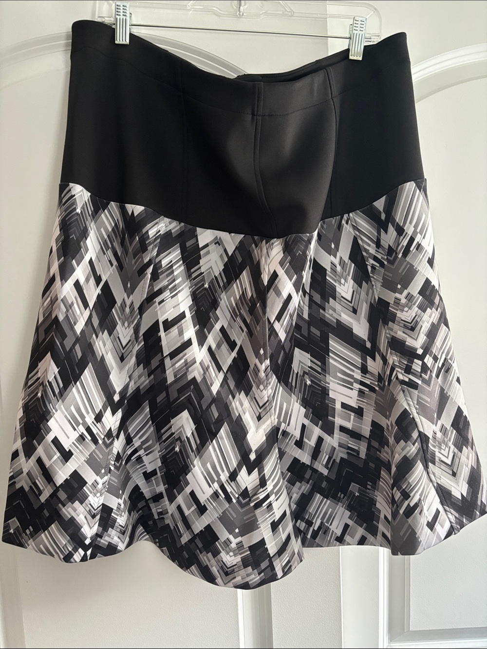 Lane Bryant Black, Gray and White Geometric A-Line Skirt